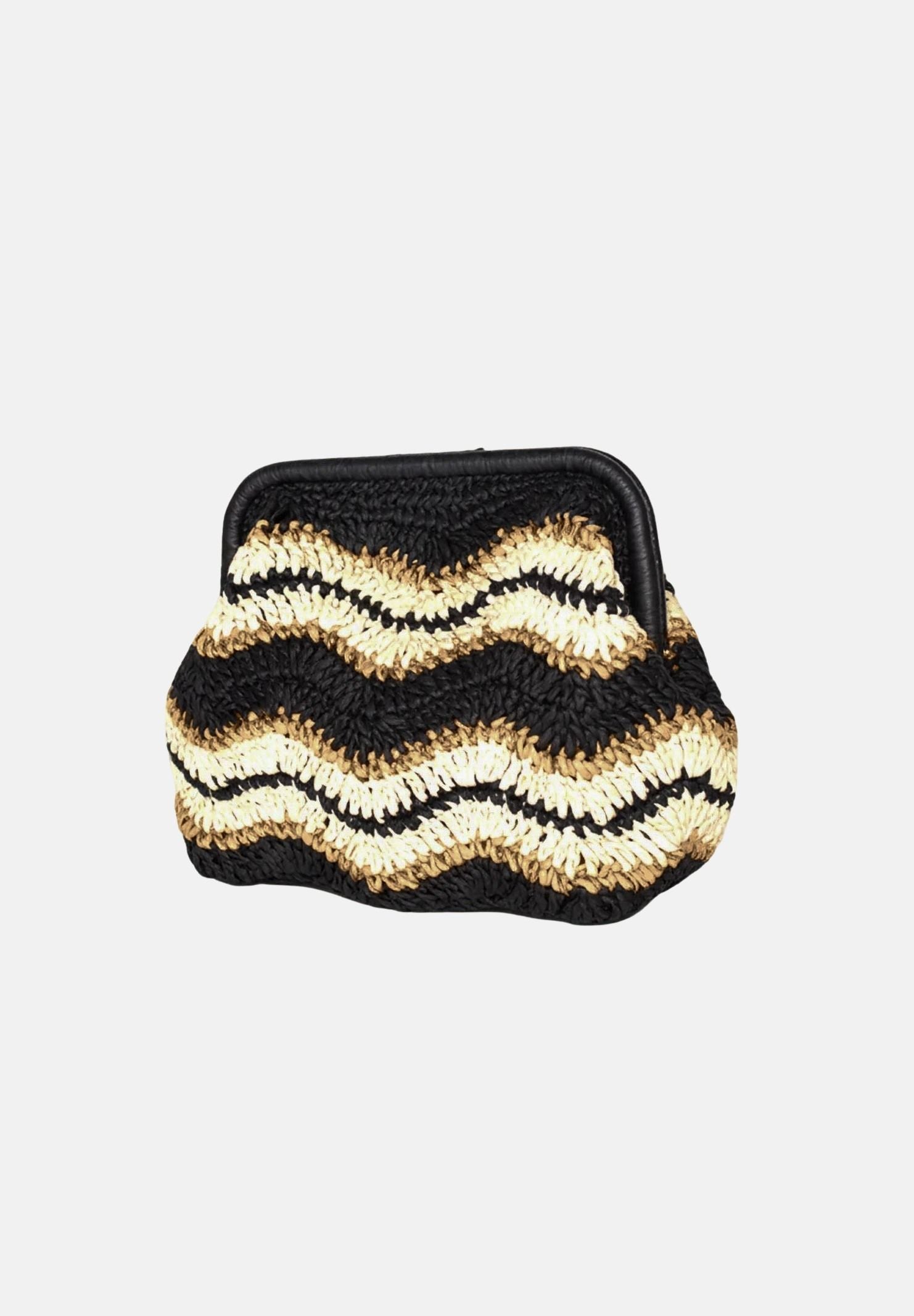 F**K Pochette a mano in rafia beige e nera da donna FA26-SW0065BK . F**K 
