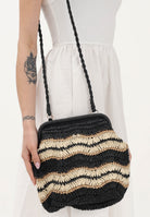 F**K Pochette a mano in rafia beige e nera da donna FA26-SW0065BK . F**K 