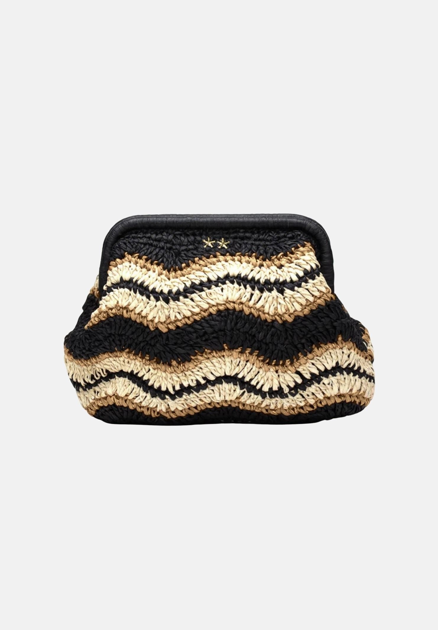 F**K Pochette a mano in rafia beige e nera da donna FA26-SW0065BK . F**K 