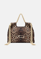 F**K Borsa mare leopardata da donna con manici in corda e frange laterali FA26-SW0081X02 . F**K 