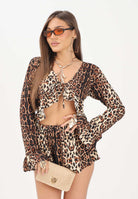 F**K crop top manica lunga fantasia maculata animalier marrone donna. FK26-SW0125X02 . F**K 