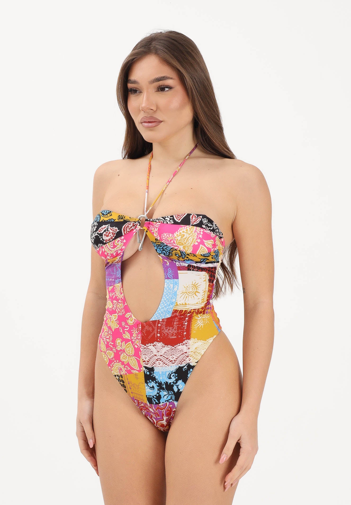 F**K Costume intero multicolore da donna realizzato in stile patchwork FK26-SW0462X45 . F**K 
