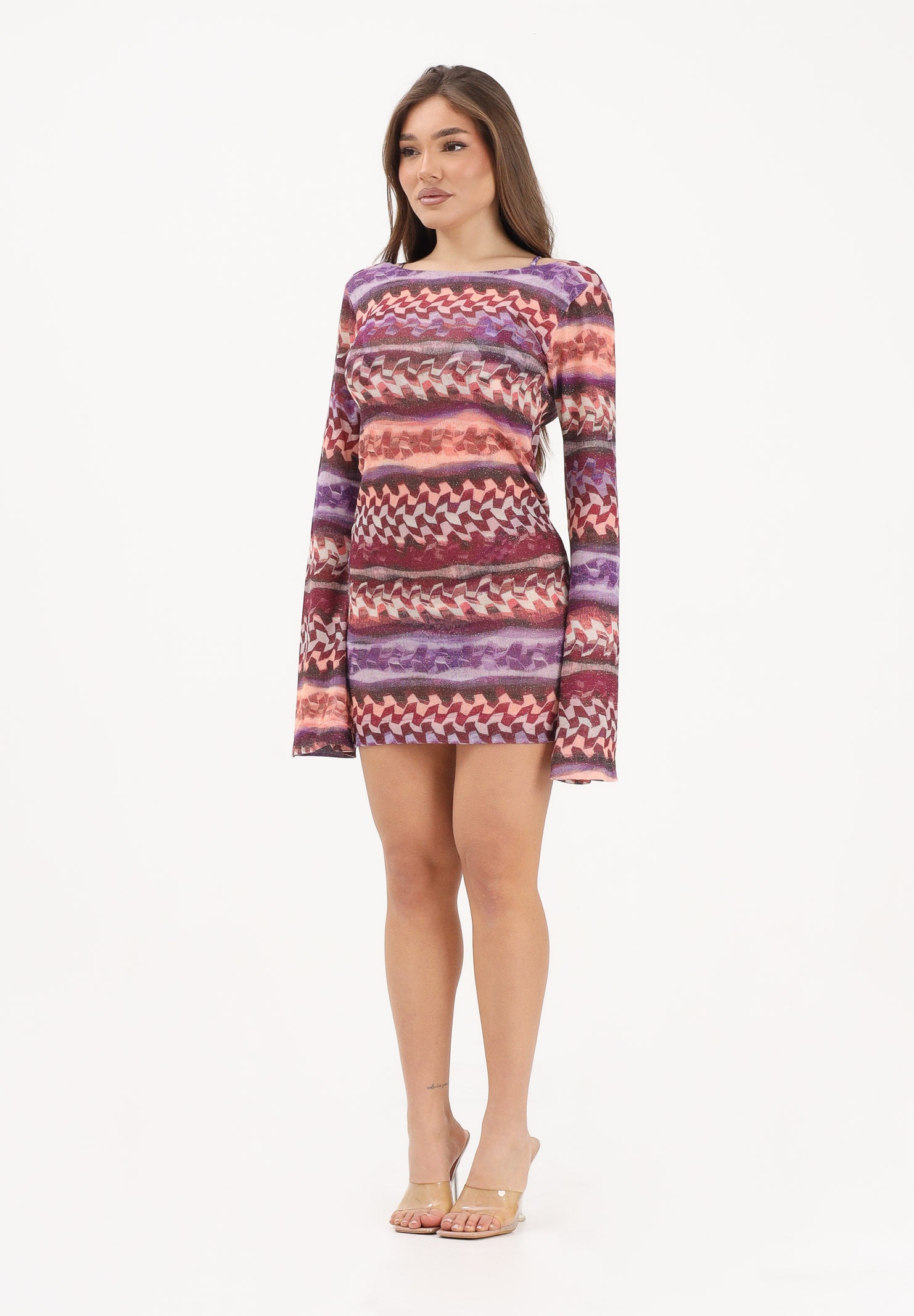 F**K Abito corto viola da donna con fantasia FK26-SW0616X56 . F**K 