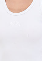 GCDS Canotta bianca da donna in cotone a costine con logo B2EW2801JA2 10 GCDS 
