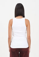GCDS Canotta bianca da donna in cotone a costine con logo B2EW2801JA2 10 GCDS 