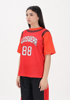 GCDS T-shirt a manica corta rossa e arancio per donna, ragazzi e bambini con stampa C1BJQC706J338 436O GCDS 