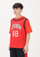 GCDS T-shirt a manica corta rossa e arancio per donna, ragazzi e bambini con stampa C1BJQC706J338 436O GCDS 