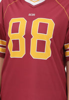 GCDS T-shirt a manica corta bordeaux per donna, ragazzi e bambini stile college C1BJQC709J338 468Y GCDS 