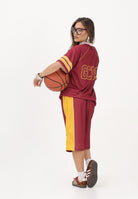 GCDS T-shirt a manica corta bordeaux per donna, ragazzi e bambini stile college C1BJQC709J338 468Y GCDS 