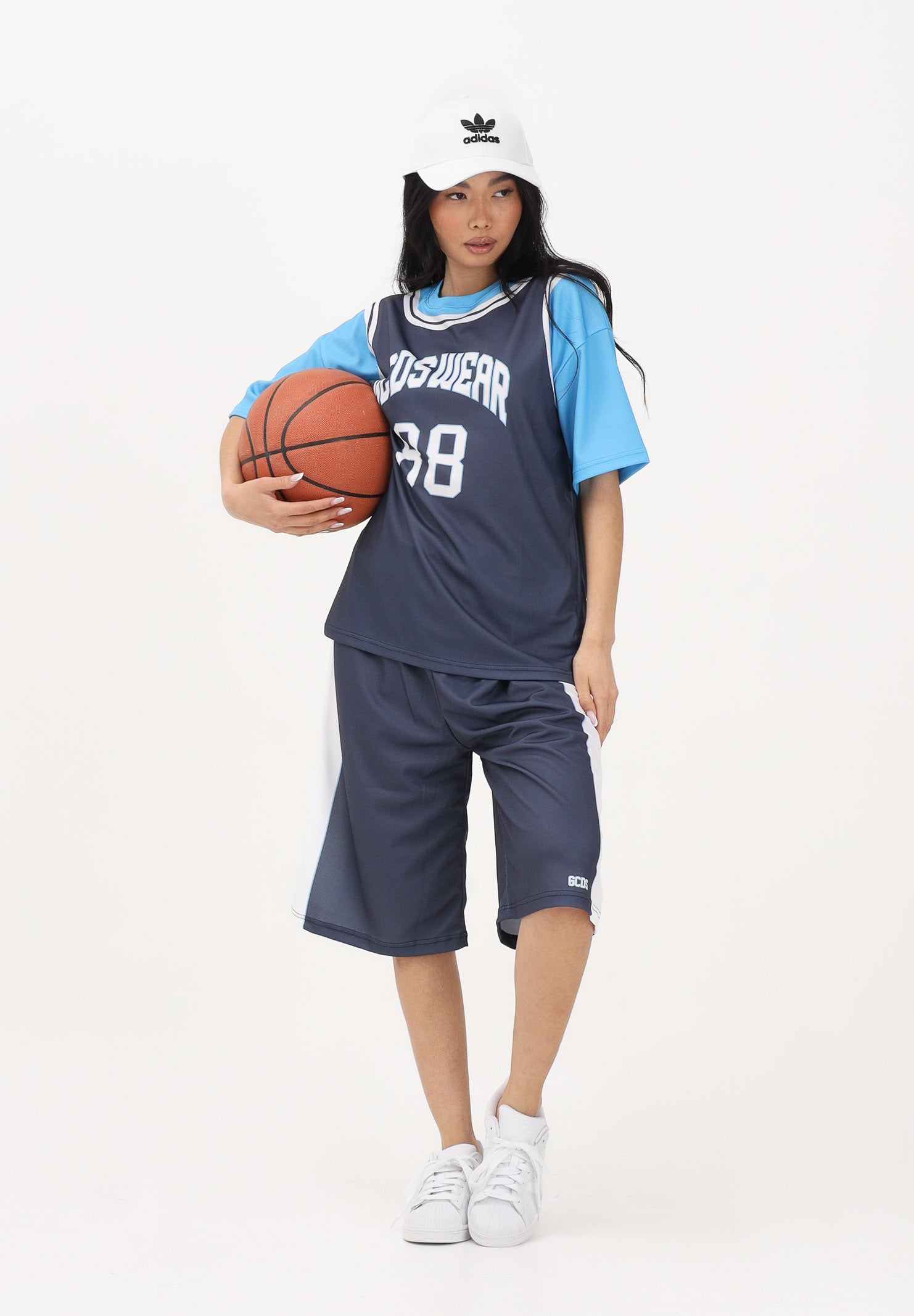 GCDS Shorts blu per donna, ragazzi e bambini con logo C1BJQL707J338 782A GCDS 