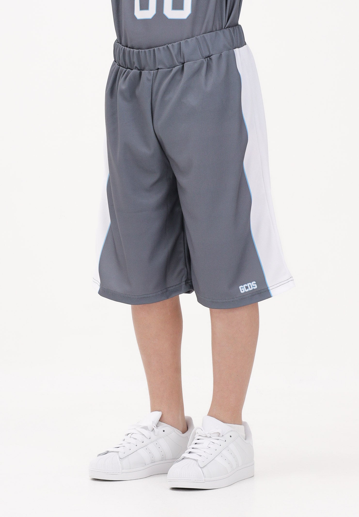GCDS Shorts grigio per donna, ragazzi e bambini con logo C1BJQL707J338 955A GCDS 