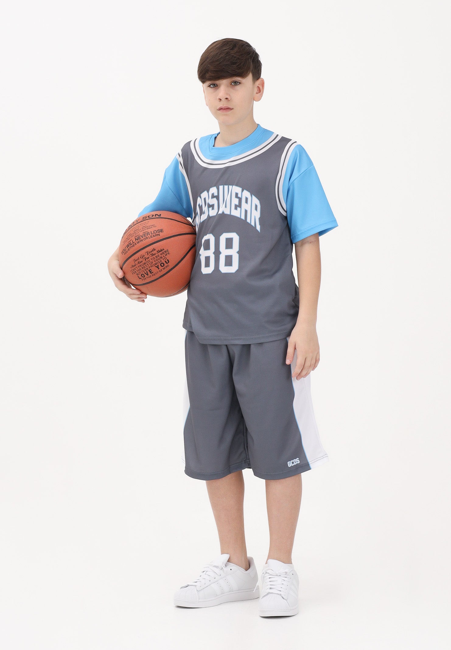 GCDS Shorts grigio per donna, ragazzi e bambini con logo C1BJQL707J338 955A GCDS 