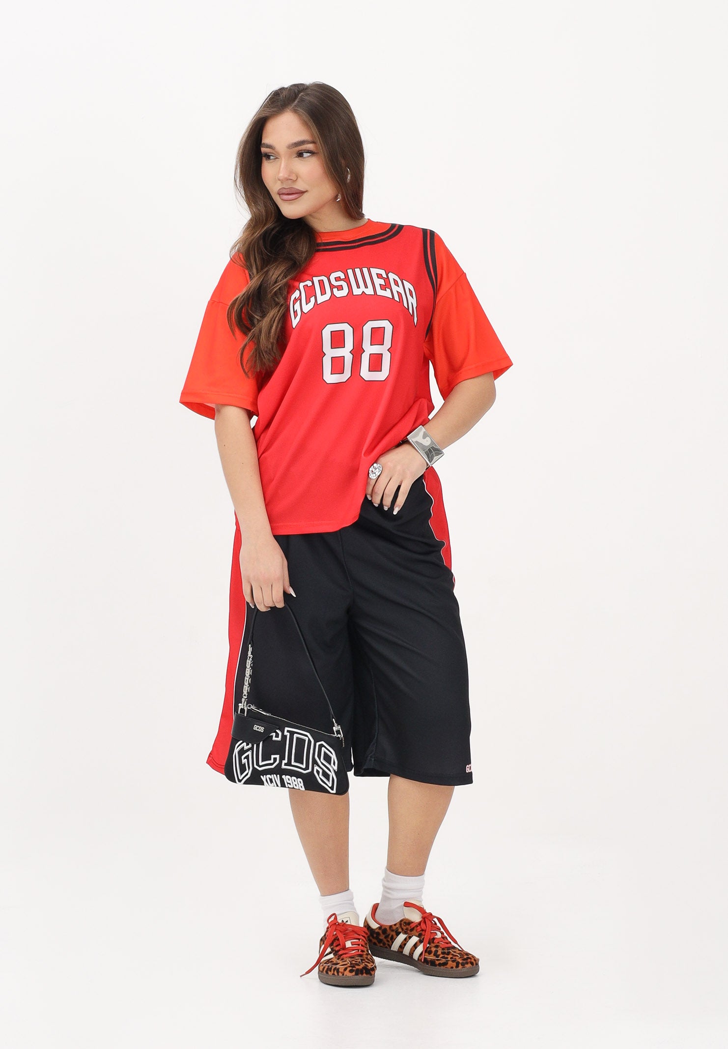 GCDS Shorts nero per donna, ragazzi e bambini con logo C1BJQL707J338 999R GCDS 
