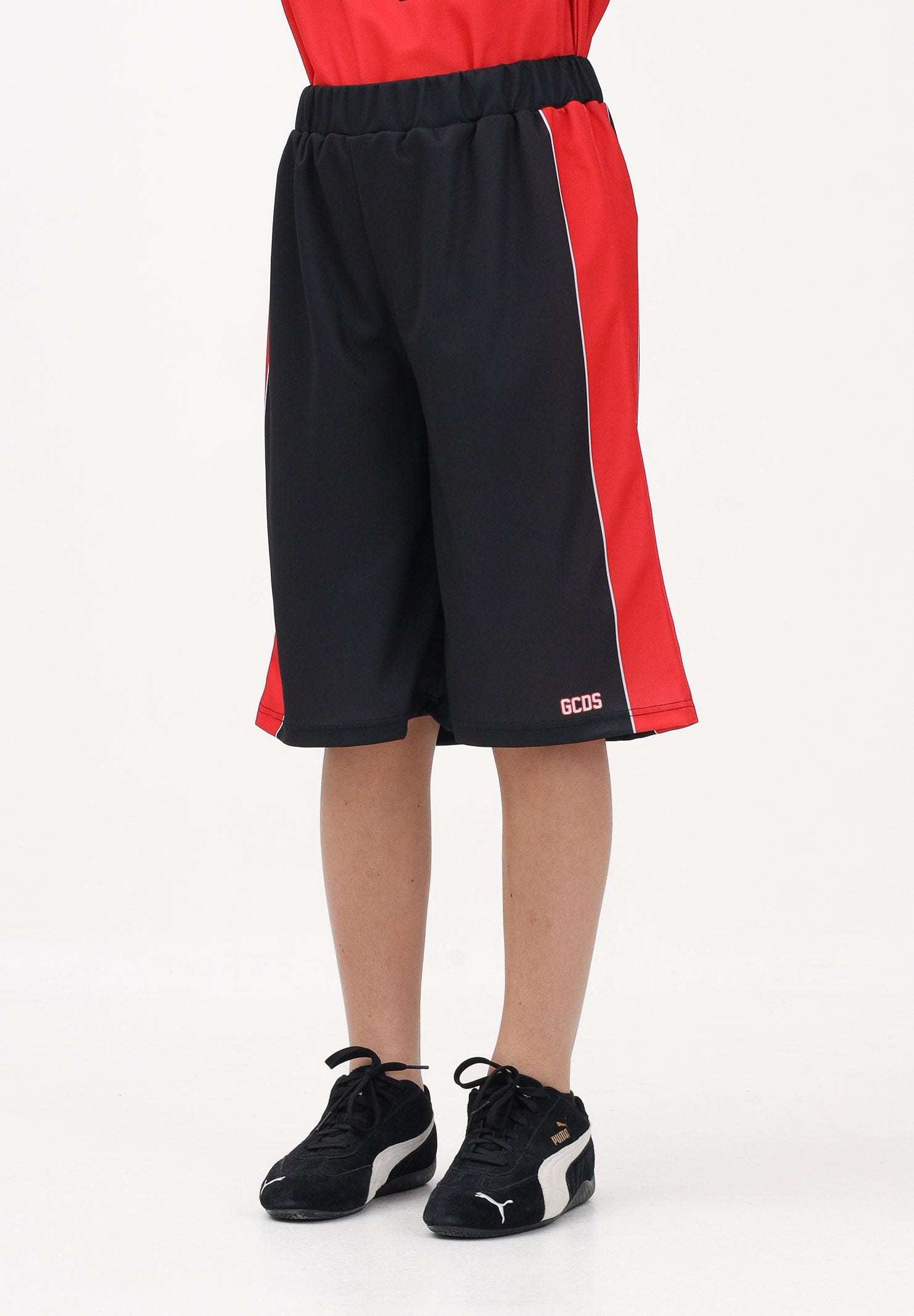 GCDS Shorts nero per donna, ragazzi e bambini con logo C1BJQL707J338 999R GCDS 