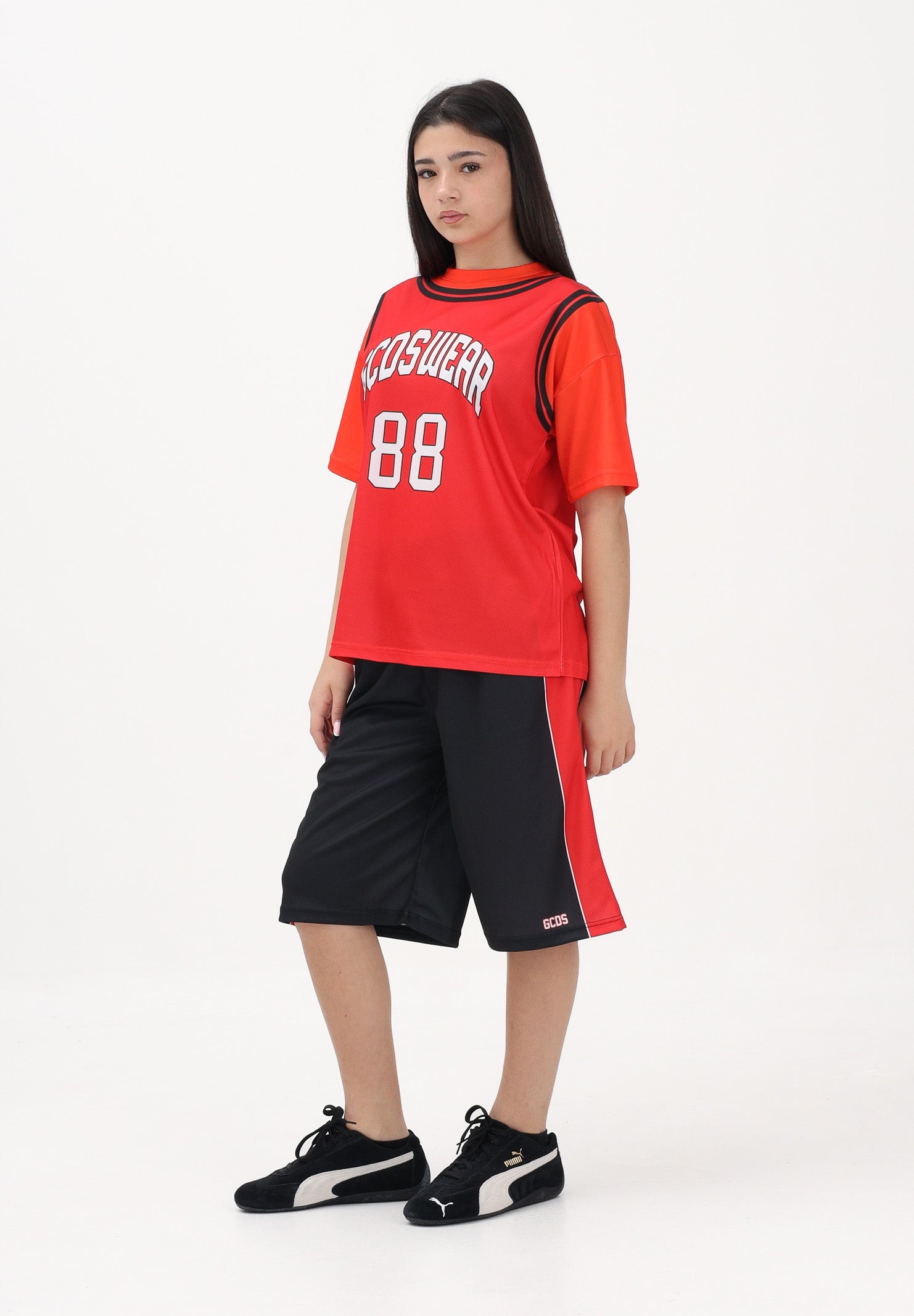 GCDS Shorts nero per donna, ragazzi e bambini con logo C1BJQL707J338 999R GCDS 