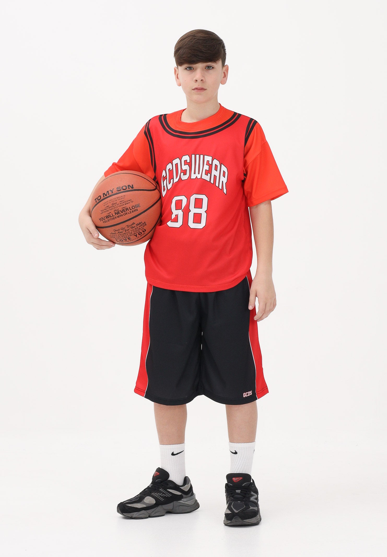 GCDS Shorts nero per donna, ragazzi e bambini con logo C1BJQL707J338 999R GCDS 