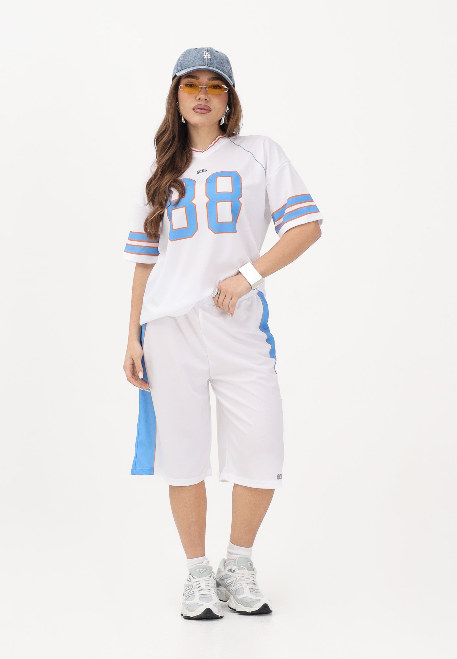 GCDS Shorts bianco per donna, ragazzi e bambini con logo C1BJQL710J338 100E GCDS 
