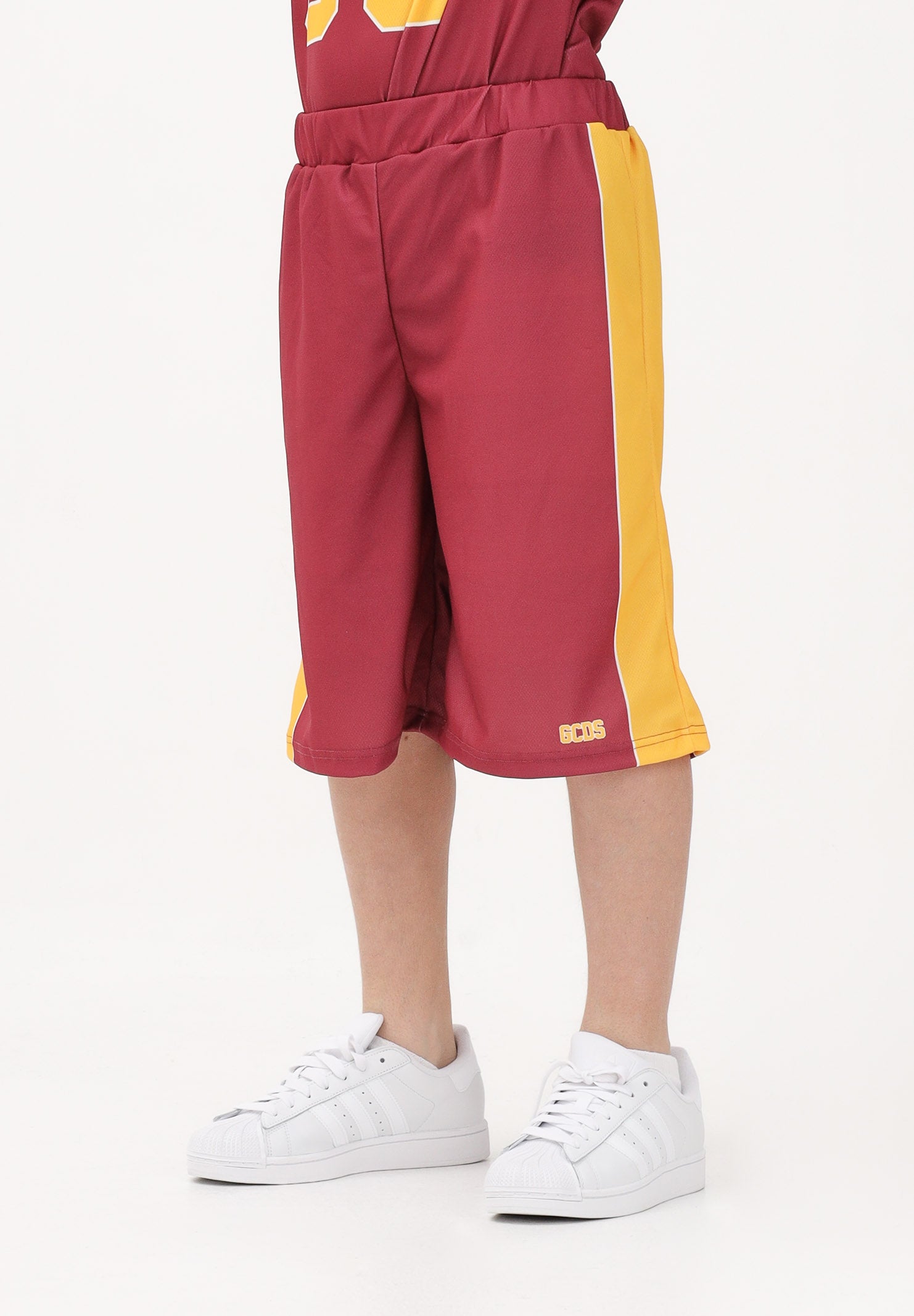 GCDS Shorts bordeaux per donna, ragazzi e bambini con logo C1BJQL710J338 468Y GCDS 