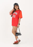 GCDS Abito corto rosso e arancio per donna, ragazze e bambine con stampa C1GJQB708J338 436O GCDS 