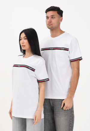 GCDS T-shirt a manica corta bianca per uomo e donna con bande logate C1MEQC036J101 100B GCDS 