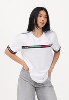GCDS T-shirt a manica corta bianca per uomo e donna con bande logate C1MEQC036J101 100B GCDS 