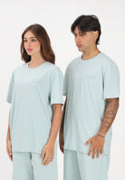 GCDS T-shirt a manica corta verde acqua per uomo e donna con stampa logo C1MEQC041J104 818G GCDS 
