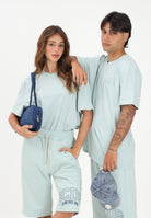 GCDS T-shirt a manica corta verde acqua per uomo e donna con stampa logo C1MEQC041J104 818G GCDS 