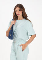 GCDS T-shirt a manica corta verde acqua per uomo e donna con stampa logo C1MEQC041J104 818G GCDS 