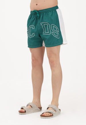 GCDS Shorts mare verde e bianco da uomo con logo C1MEQS249T016 883A GCDS 