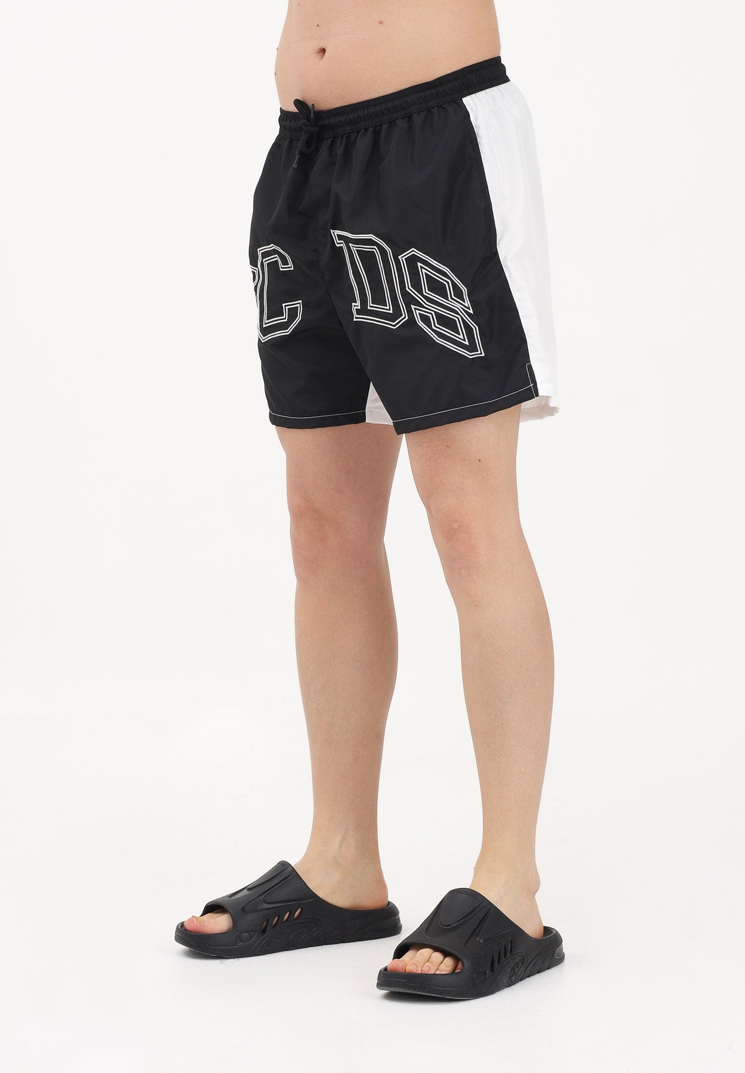 GCDS Shorts mare nero e bianco da uomo con logo C1MEQS249T016 999A GCDS 