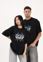 GCDS T-shirt a manica corta nera per uomo e donna con stampa logo C1MWQC061J079 999E GCDS 