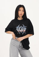 GCDS T-shirt a manica corta nera per uomo e donna con stampa logo C1MWQC061J079 999E GCDS 