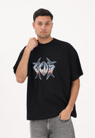 GCDS T-shirt a manica corta nera per uomo e donna con stampa logo C1MWQC061J079 999E GCDS 