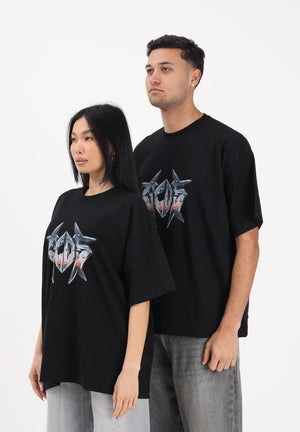 GCDS T-shirt a manica corta nera per uomo e donna con stampa logo C1MWQC061J079 999E GCDS 