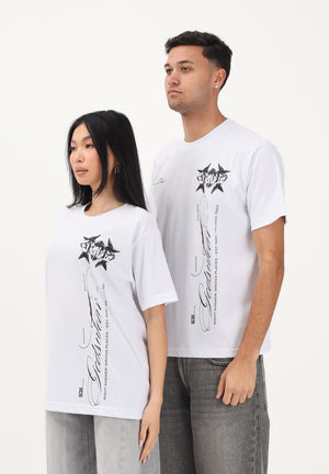 GCDS T-shirt a manica corta bianca per uomo e donna con stampa C1MWQC070J079 100B GCDS 