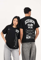 GCDS T-shirt a manica corta nera per uomo e donna con stampa C1MWQC070J079 999A GCDS 