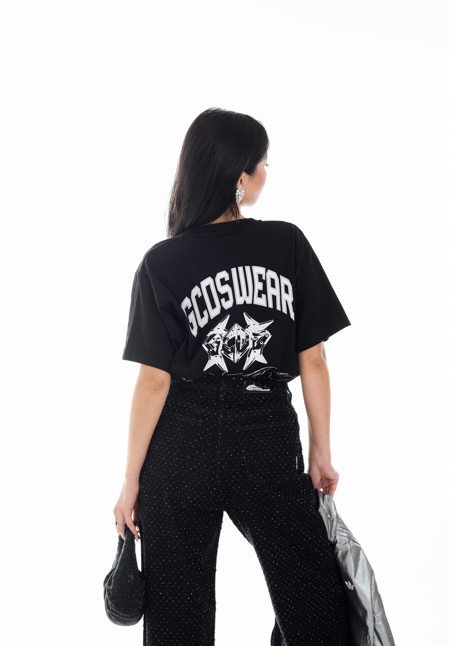 GCDS T-shirt a manica corta nera per uomo e donna con stampa C1MWQC070J079 999A GCDS 