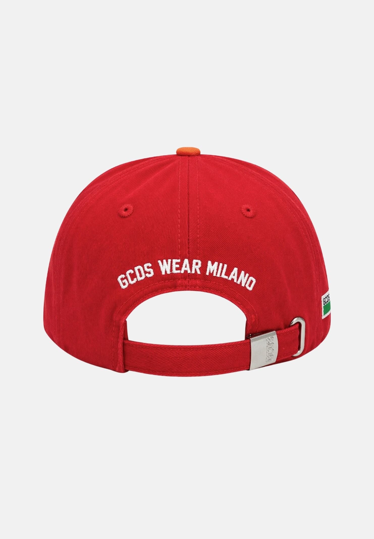 GCDS Cappello con visiera rosso e arancione per uomo e donna con logo C1UJQN712T800 436R GCDS 