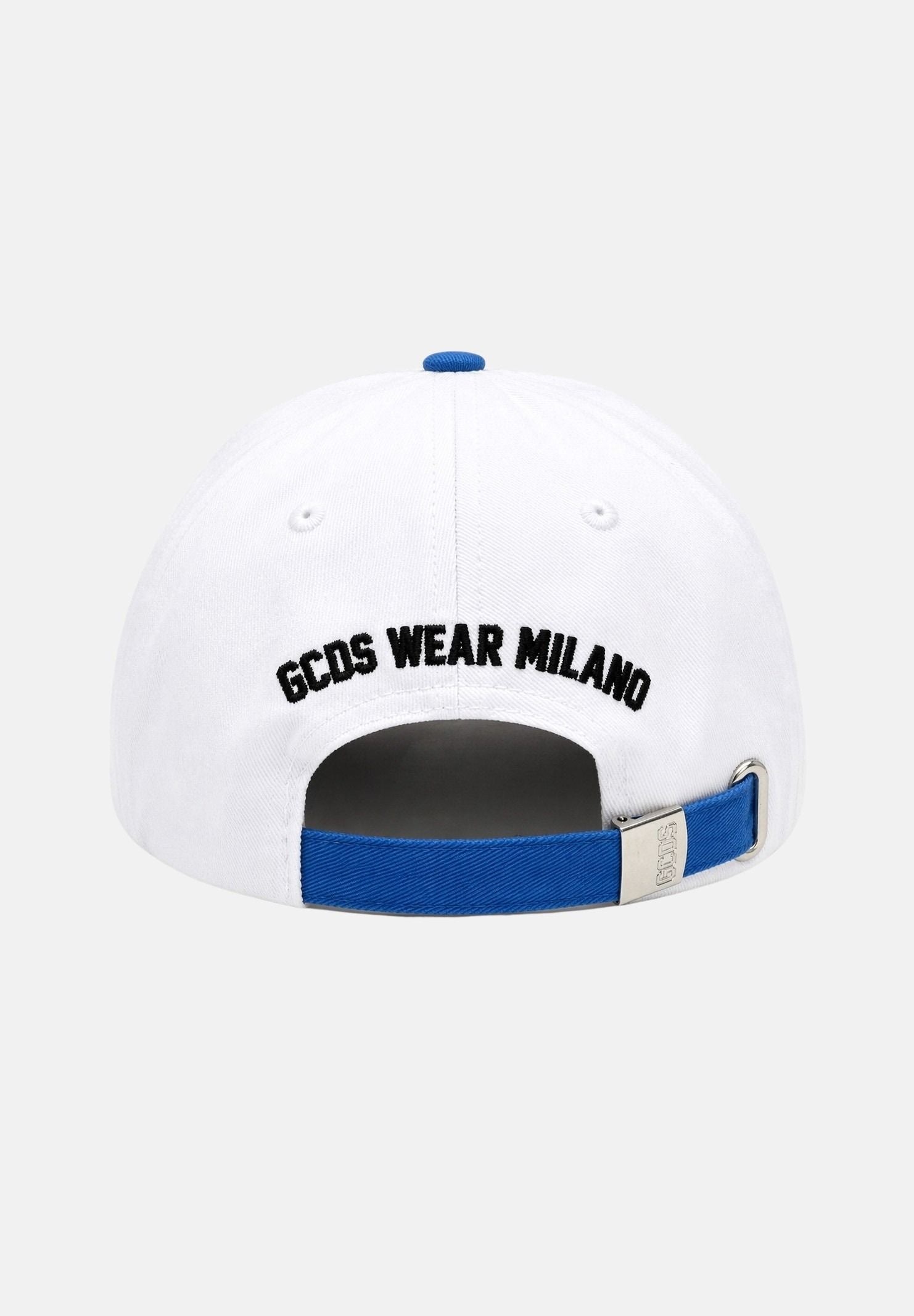 GCDS Cappello con visiera bianco e azzurro per uomo e donna con logo C1UJQN713T800 100E GCDS 