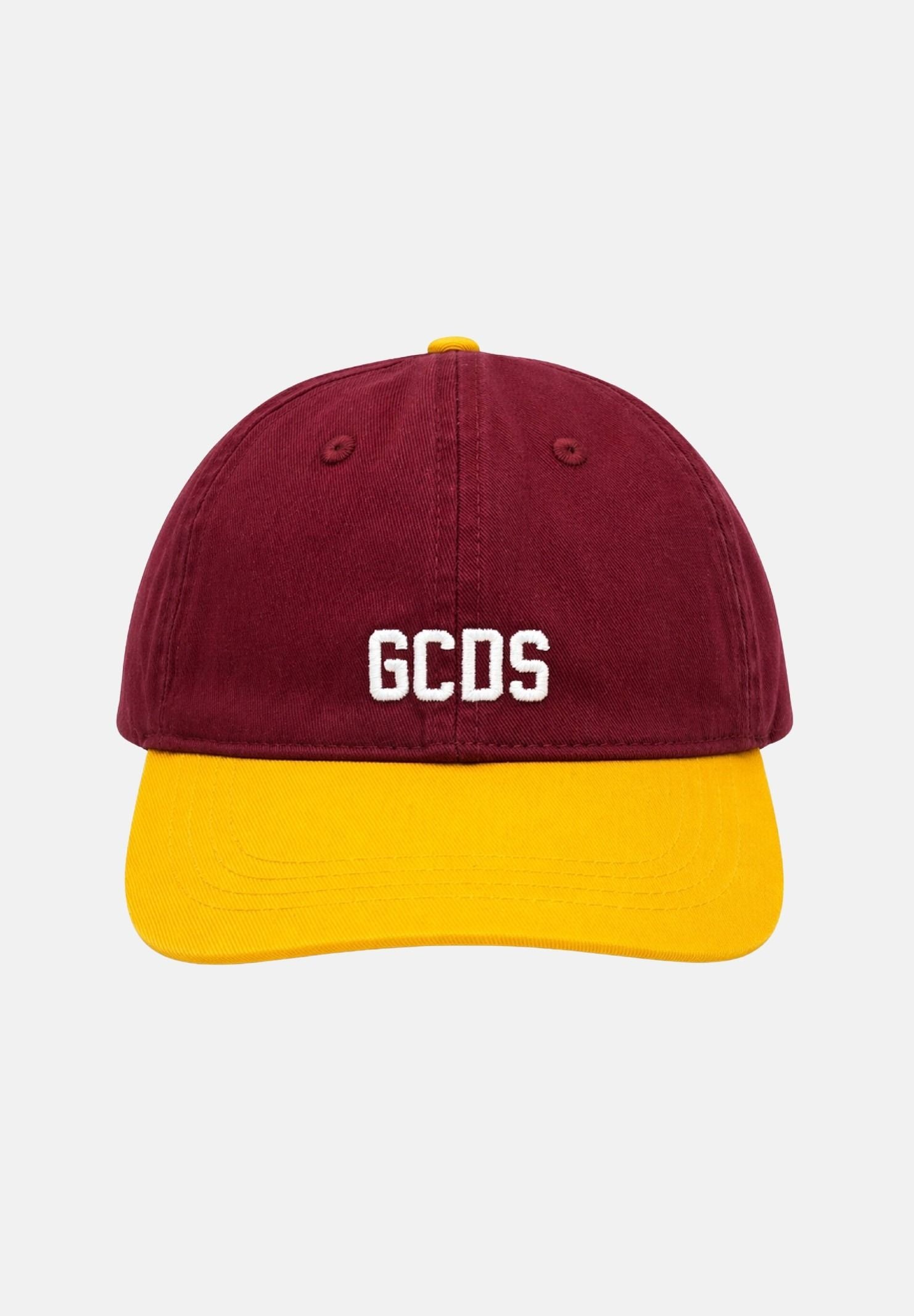 GCDS Cappello con visiera bordeaux e giallo per uomo e donna con logo C1UJQN713T800 468Y GCDS 
