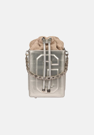 GCDS Borsa a mano argento da donna con logo GCDS in rilievo 3D GCDSD001 01 GCDS 
