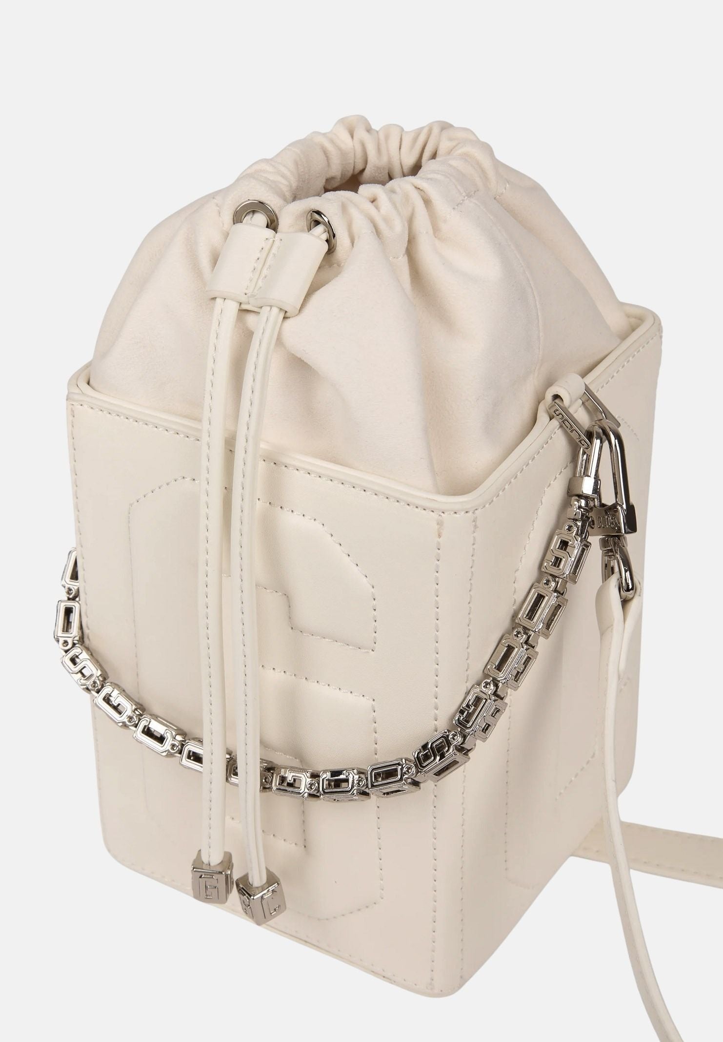 GCDS Borsa a mano panna da donna con logo GCDS in rilievo 3D GCDSD001 10 GCDS 
