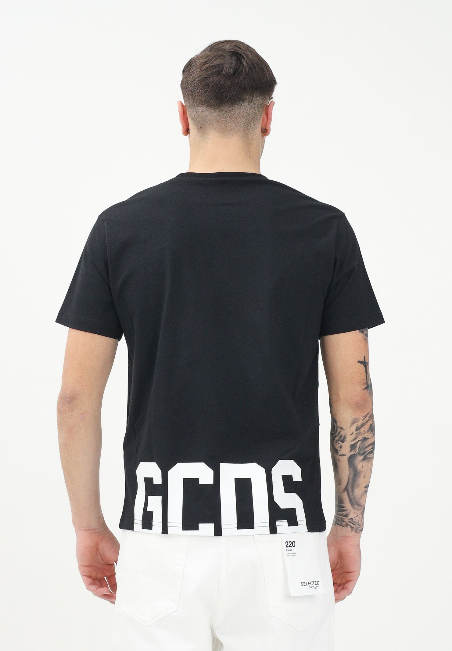 GCDS T-shirt a manica corta nera per uomo e donna con logo sul retro Z0MLQC101J023 999A GCDS 