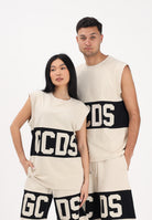 GCDS Canotta beige per uomo e donna con stampa logo Z0MLQC104J101 316B GCDS 