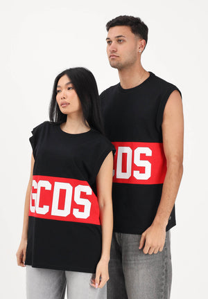 GCDS Canotta nera per uomo e donna con stampa logo Z0MLQC104J101 999R GCDS 