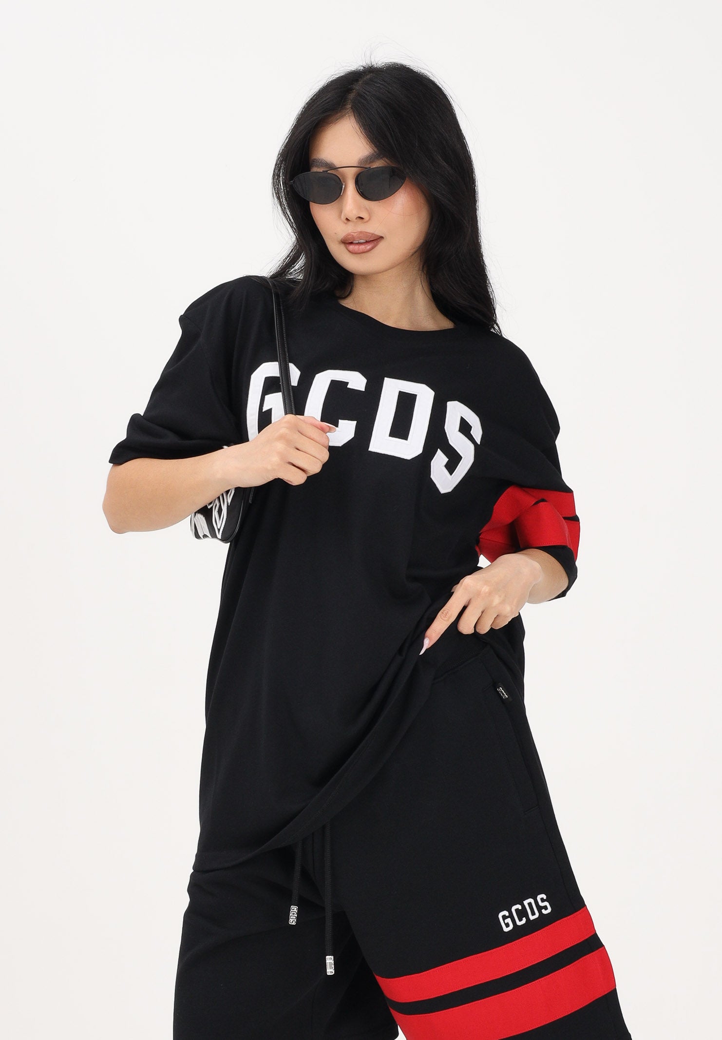 GCDS T-shirt a manica corta nera per uomo e donna con logo Z0MLQC106J101 999R GCDS 