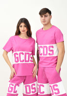 GCDS T-shirt a manica corta fucsia per uomo e donna con logo Z0MLQC140J101 575A GCDS 