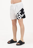 GCDS Shorts mare bianco e nero da uomo con stampa logo Z0MLQS254T016 100B GCDS 