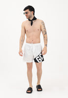 GCDS Shorts mare bianco e nero da uomo con stampa logo Z0MLQS254T016 100B GCDS 