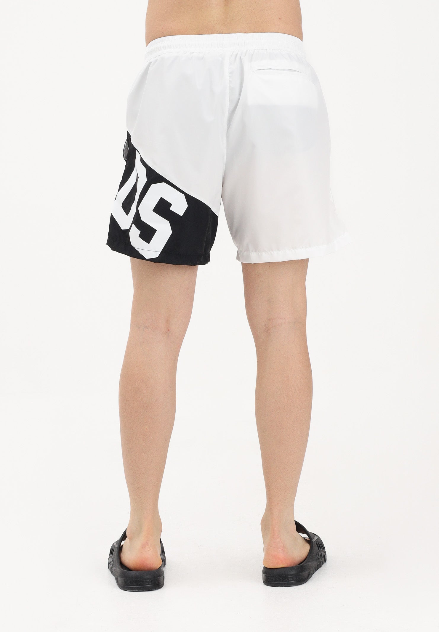 GCDS Shorts mare bianco e nero da uomo con stampa logo Z0MLQS254T016 100B GCDS 